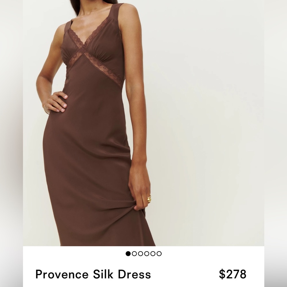 Silk midi dress in brown - Reformation